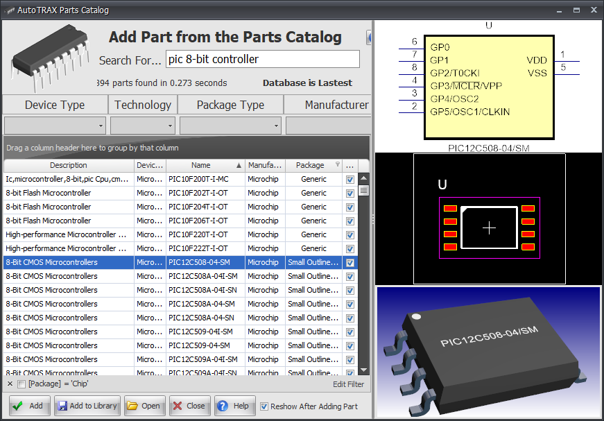 Add Part from Parts Catalog Dialog